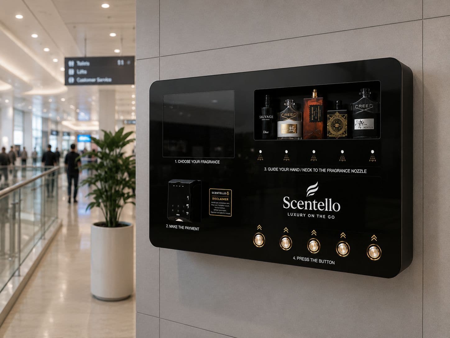 Scentello wall-hung fragrance vending machine